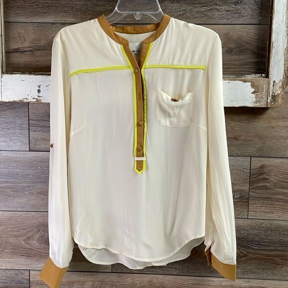 GREYLIN Womens Silk Button Up Blouse Long Sleeve Button / Roll Up Tab Size M - Picture 1 of 15